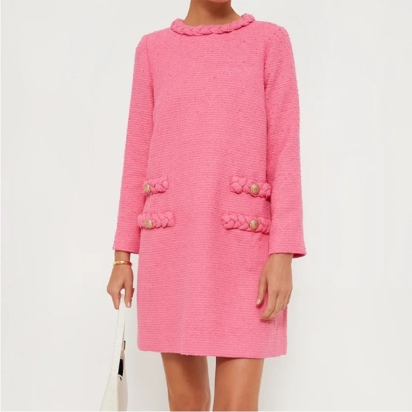 Tuckernuck Dresses & Skirts - Tuckernuck NWT Hot Pink Tweed Long Sleeve Jackie Dress
